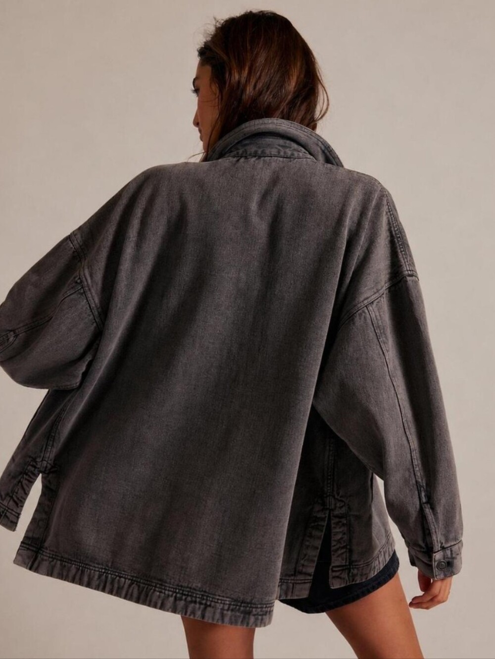 Free People We The Free Madison City Denim Jacket Women's Medium Washed Black - Picture 2 of 11